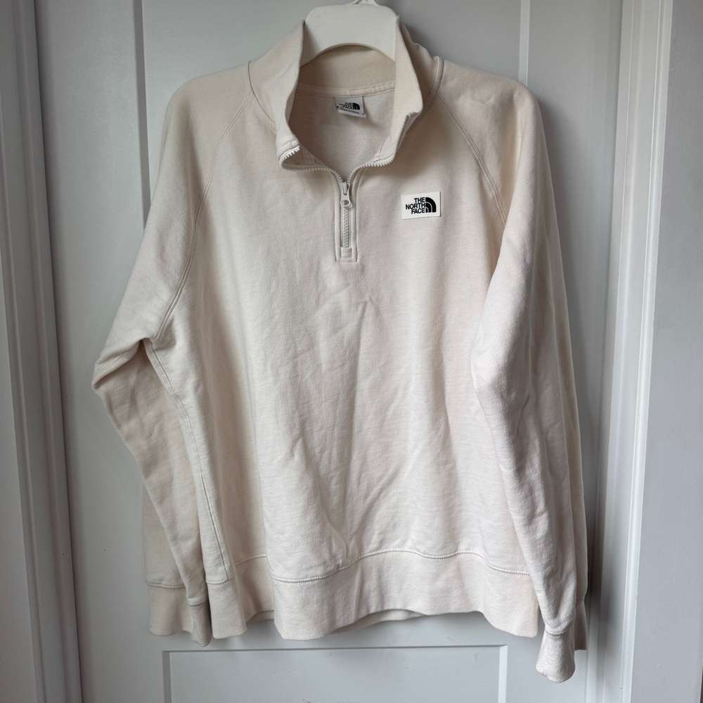 The North Face Cream Half Zip Pullover Sweatshirt Cotton Blend Women's Size M